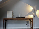 Wa Wa Designer Standing Floor Lamp with Integrated LED and Stainless Steel Accents