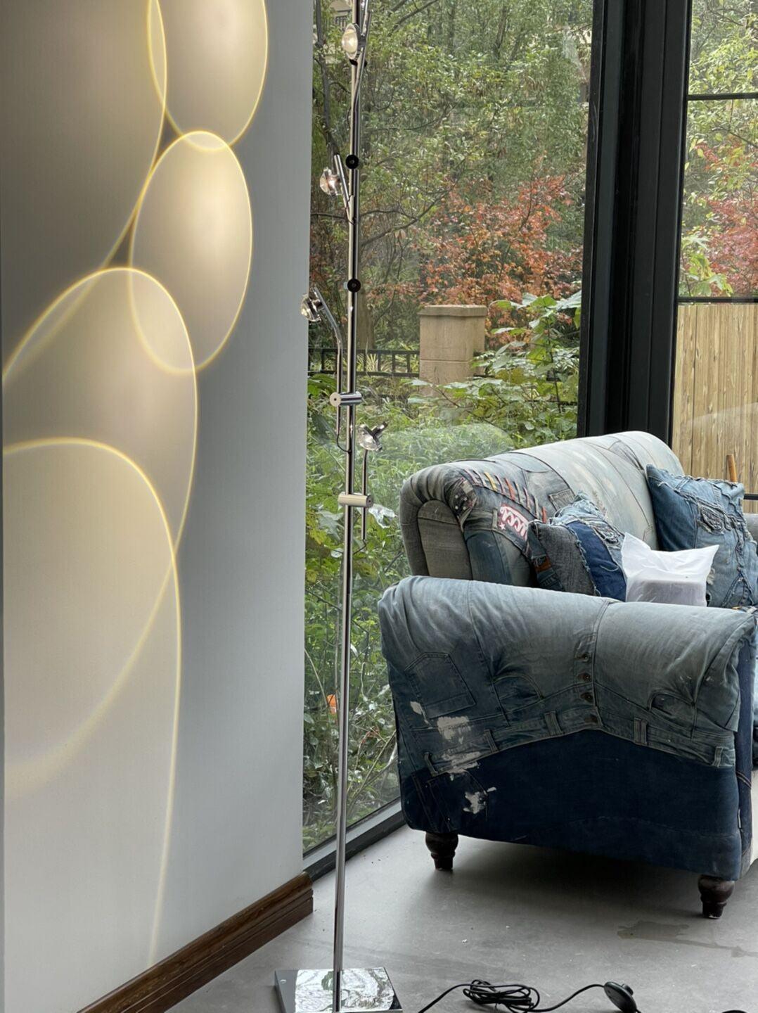 Wa Wa Designer Standing Floor Lamp with Integrated LED and Stainless Steel Accents