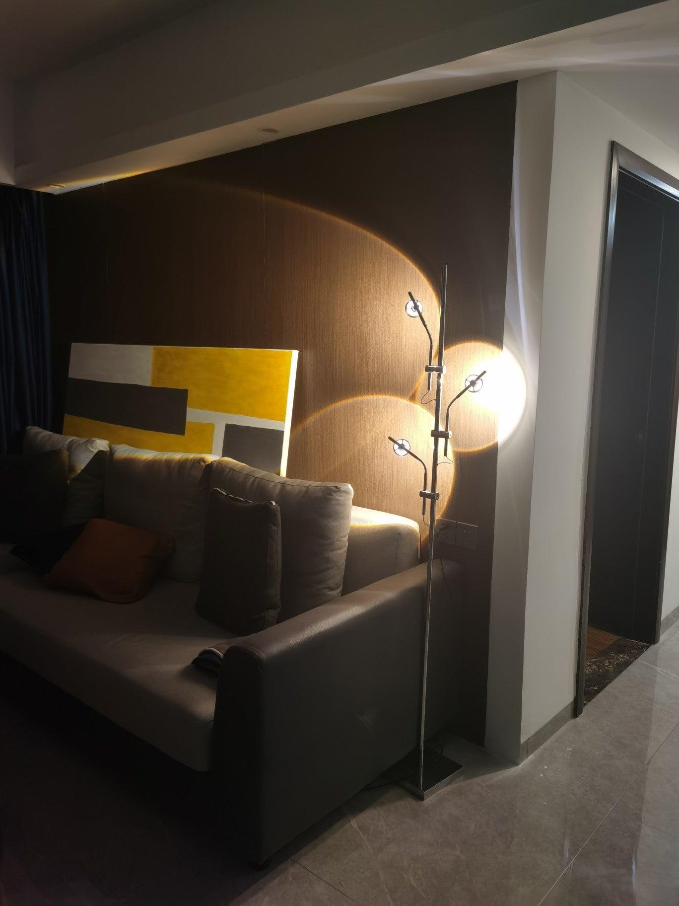 Wa Wa Designer Standing Floor Lamp with Integrated LED and Stainless Steel Accents