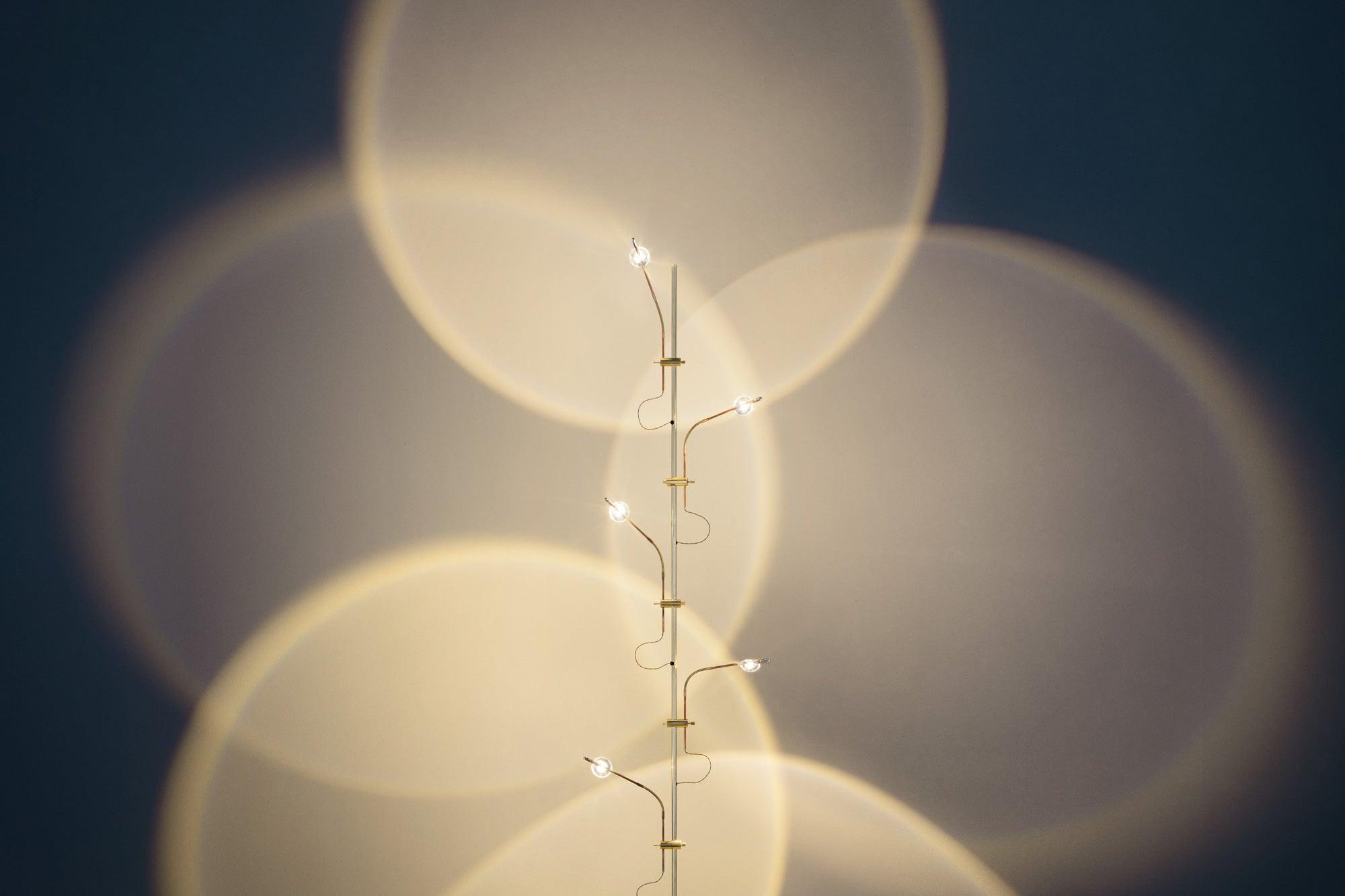 Wa Wa Designer Standing Floor Lamp with Integrated LED and Stainless Steel Accents