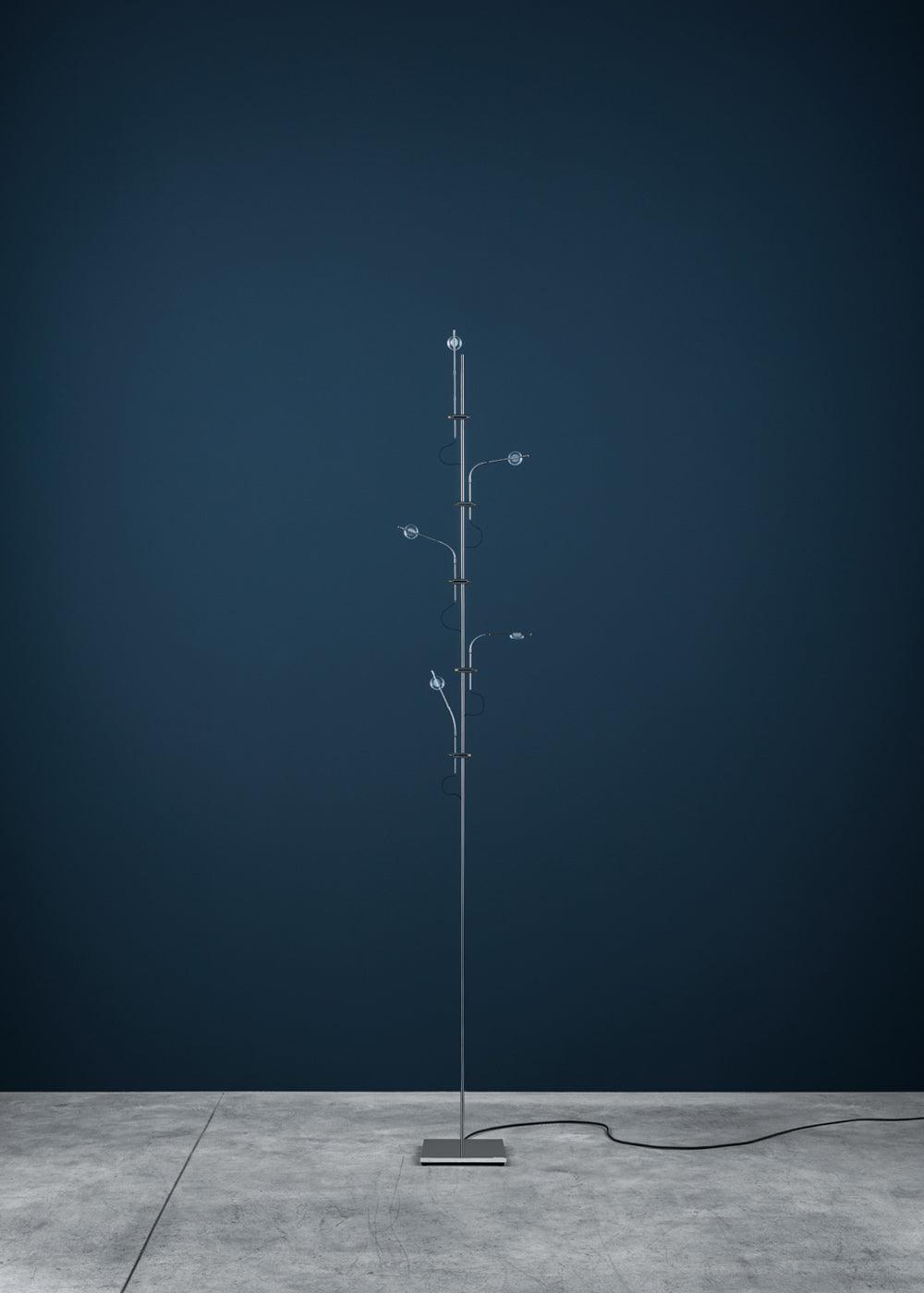 Wa Wa Designer Standing Floor Lamp with Integrated LED and Stainless Steel Accents