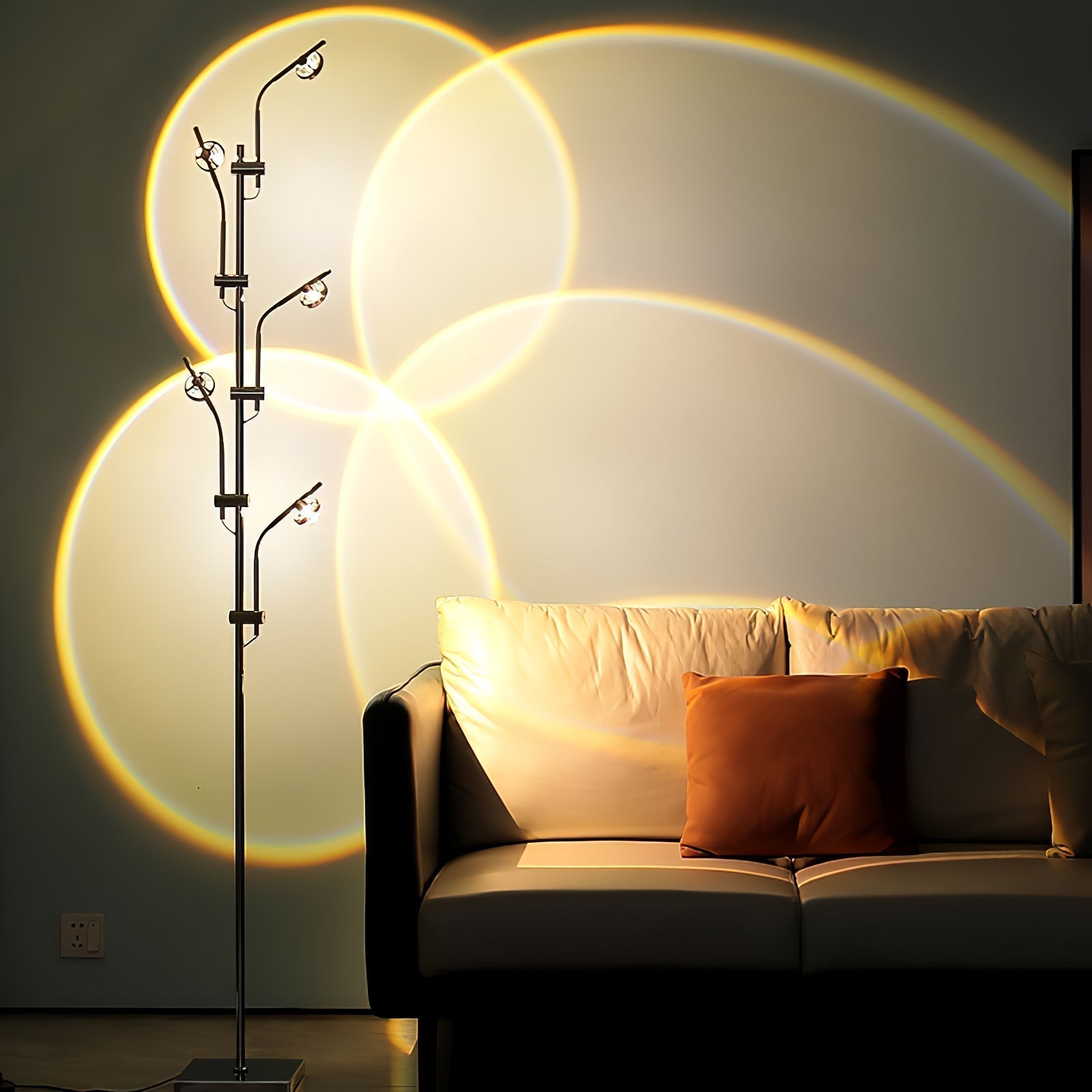 Wa Wa Designer Standing Floor Lamp with Integrated LED and Stainless Steel Accents