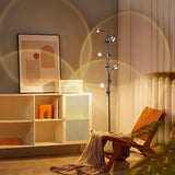Wa Wa Designer Standing Floor Lamp with Integrated LED and Stainless Steel Accents