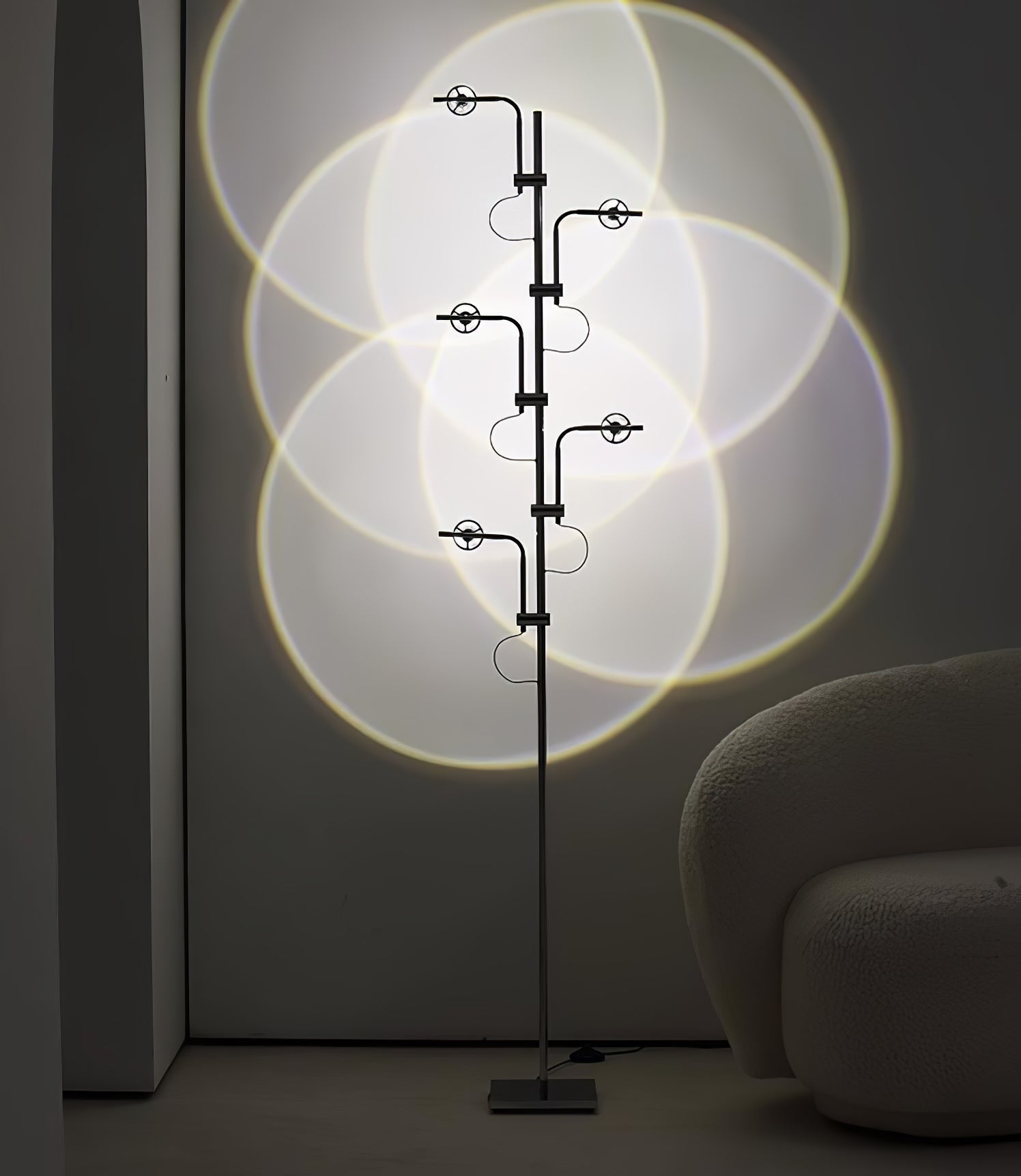 Wa Wa Designer Standing Floor Lamp with Integrated LED and Stainless Steel Accents