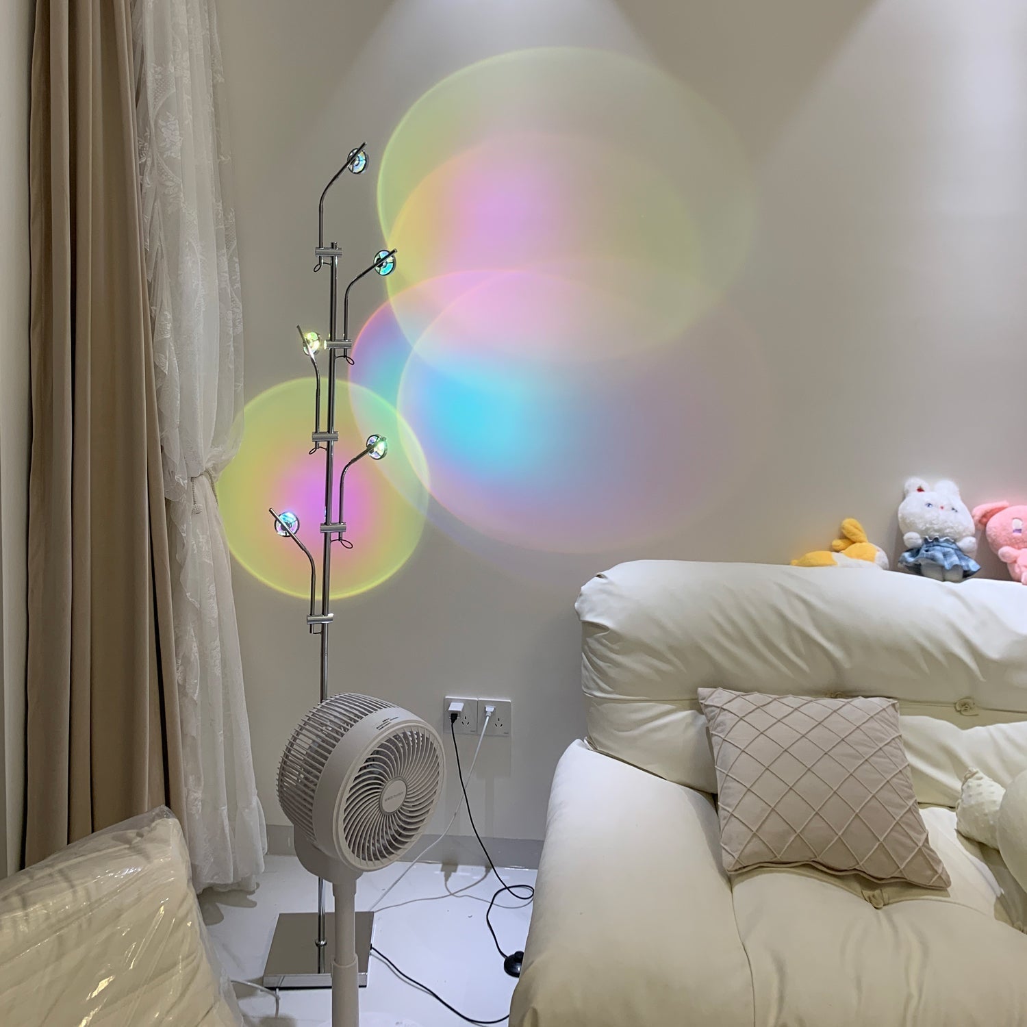 Wa Wa Designer Standing Floor Lamp with Integrated LED and Stainless Steel Accents