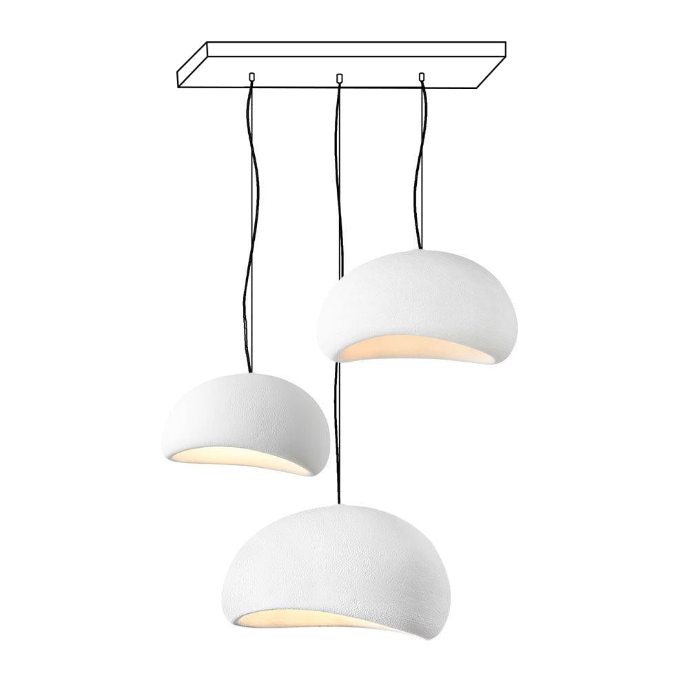 Modern Organic Cloud Chandelier with Rough Texture HDPE Shades and Adjustable Cables