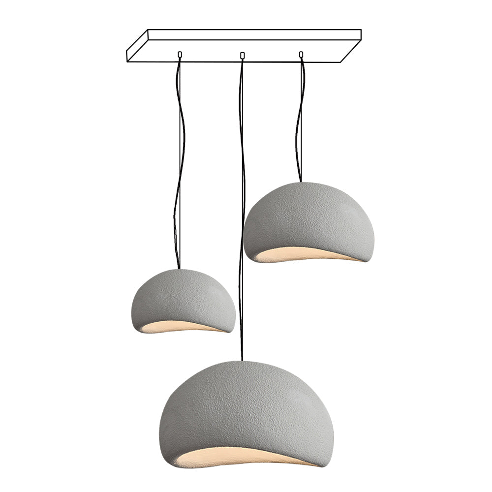 Modern Organic Cloud Chandelier with Rough Texture HDPE Shades and Adjustable Cables