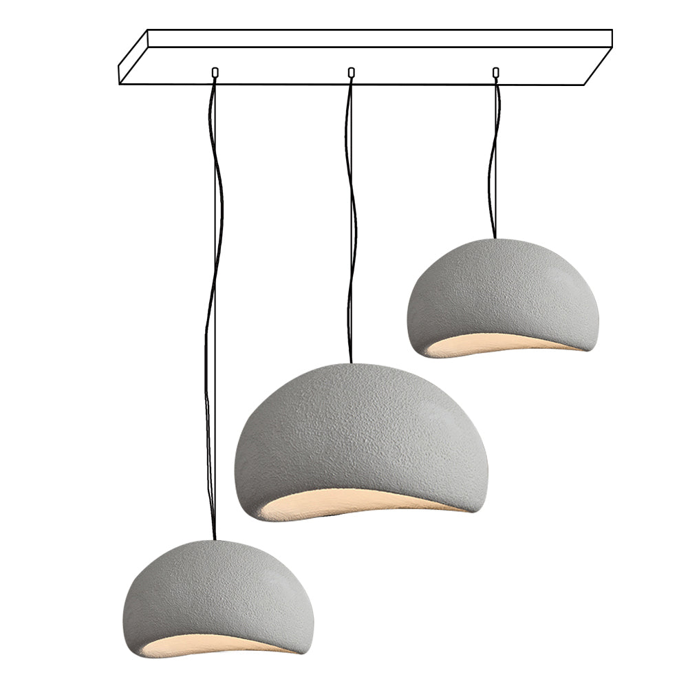Modern Organic Cloud Chandelier with Rough Texture HDPE Shades and Adjustable Cables