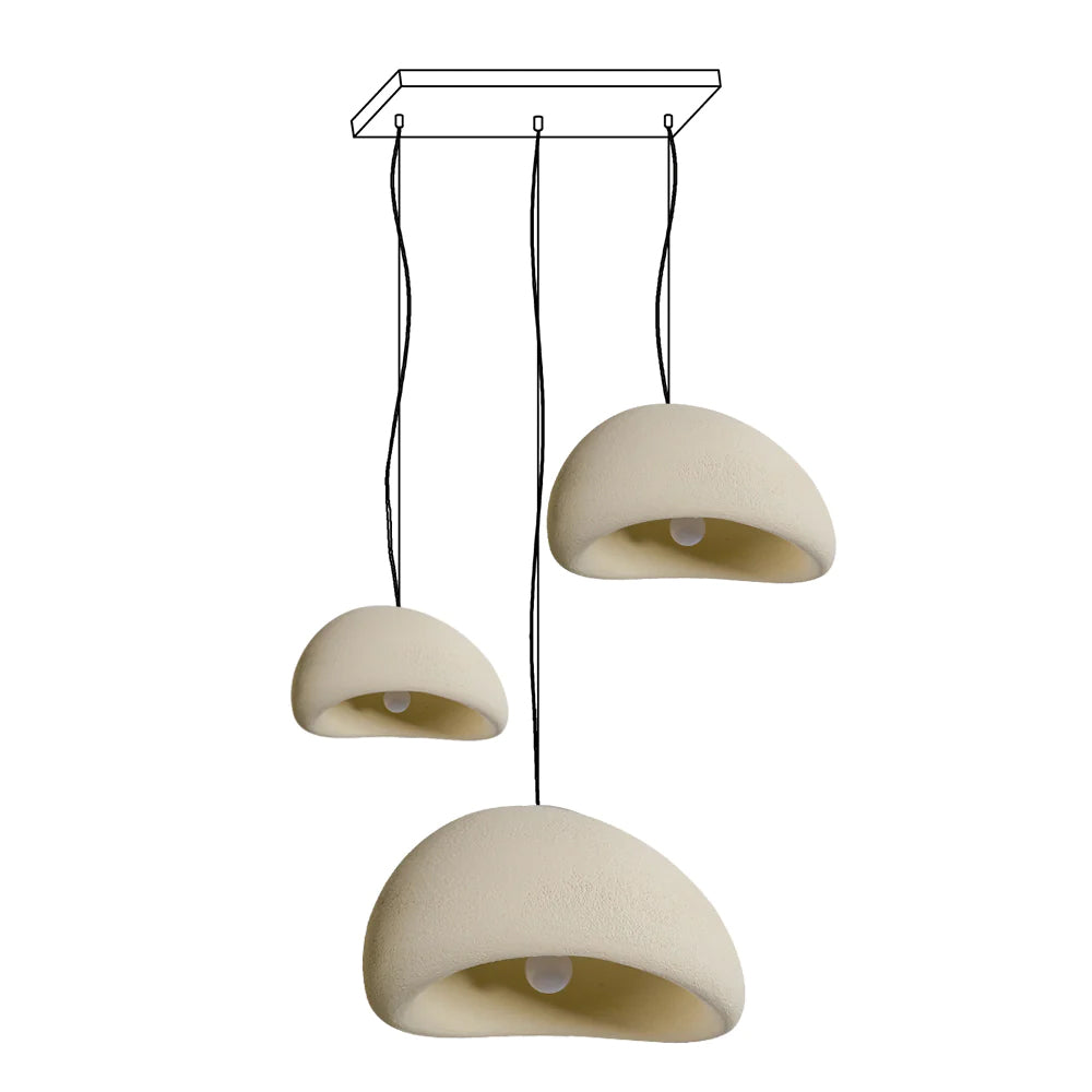 Modern Organic Cloud Chandelier with Rough Texture HDPE Shades and Adjustable Cables
