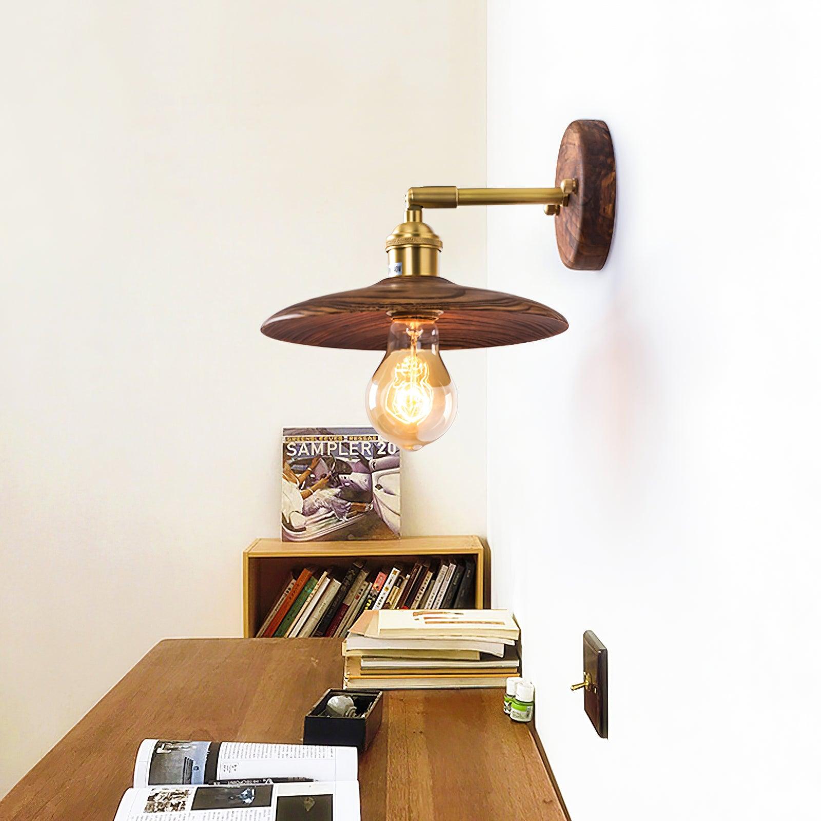 mid-century-modern-walnut-and-brass-flared-sconce-wall-light-for-living-room