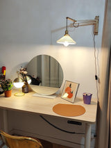 modern-walnut-wood-retractable-wall-sconce-with-pleated-ceramic-shade-and-adjustable-arm