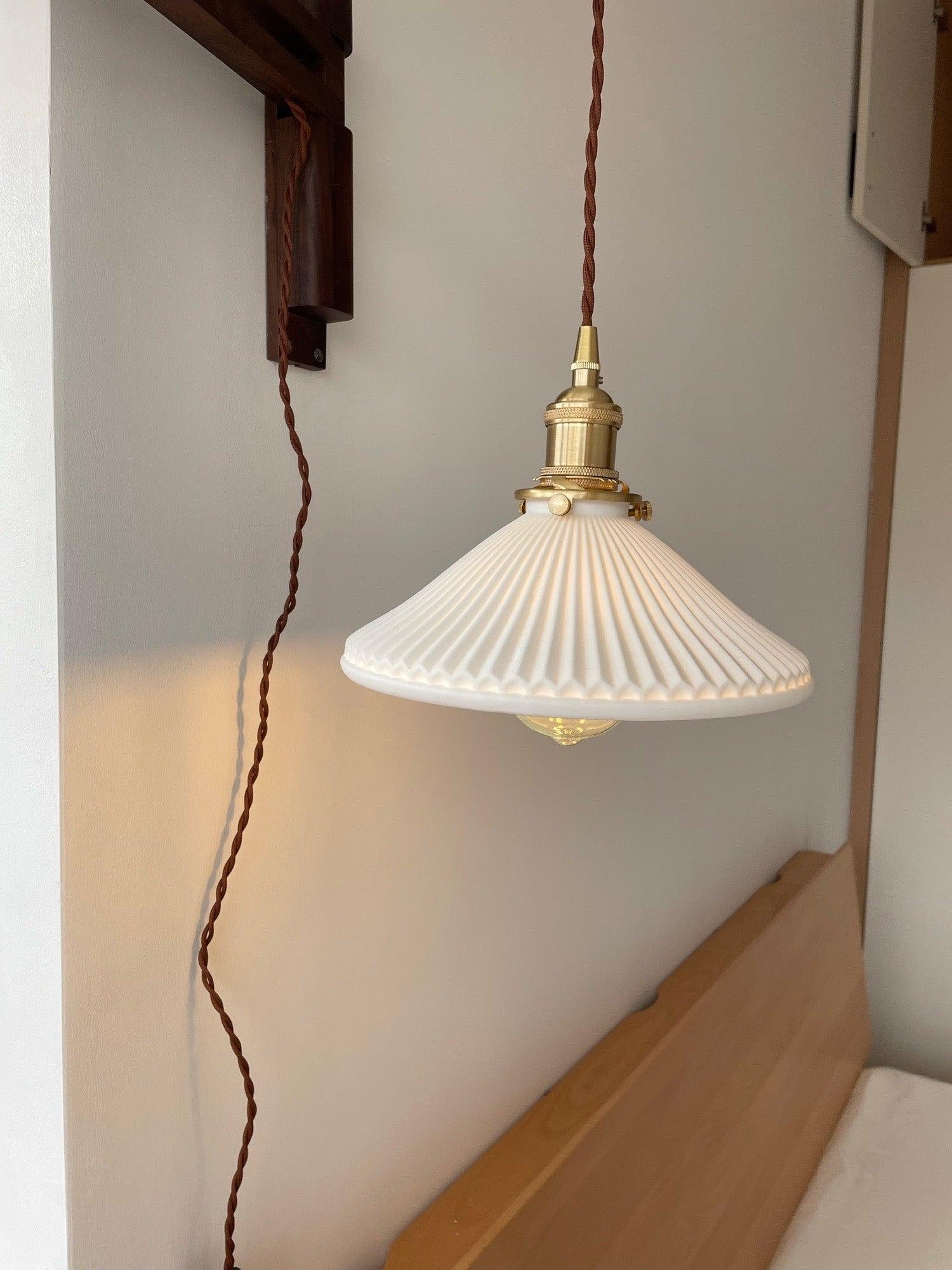modern-walnut-wood-retractable-wall-sconce-with-pleated-ceramic-shade-and-adjustable-arm