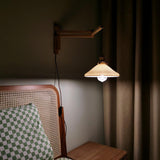 modern-walnut-wood-retractable-wall-sconce-with-pleated-ceramic-shade-and-adjustable-arm