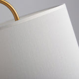 Modern Gold Bedside Table Lamp with White Linen Shade and Elegant Marble Base Design