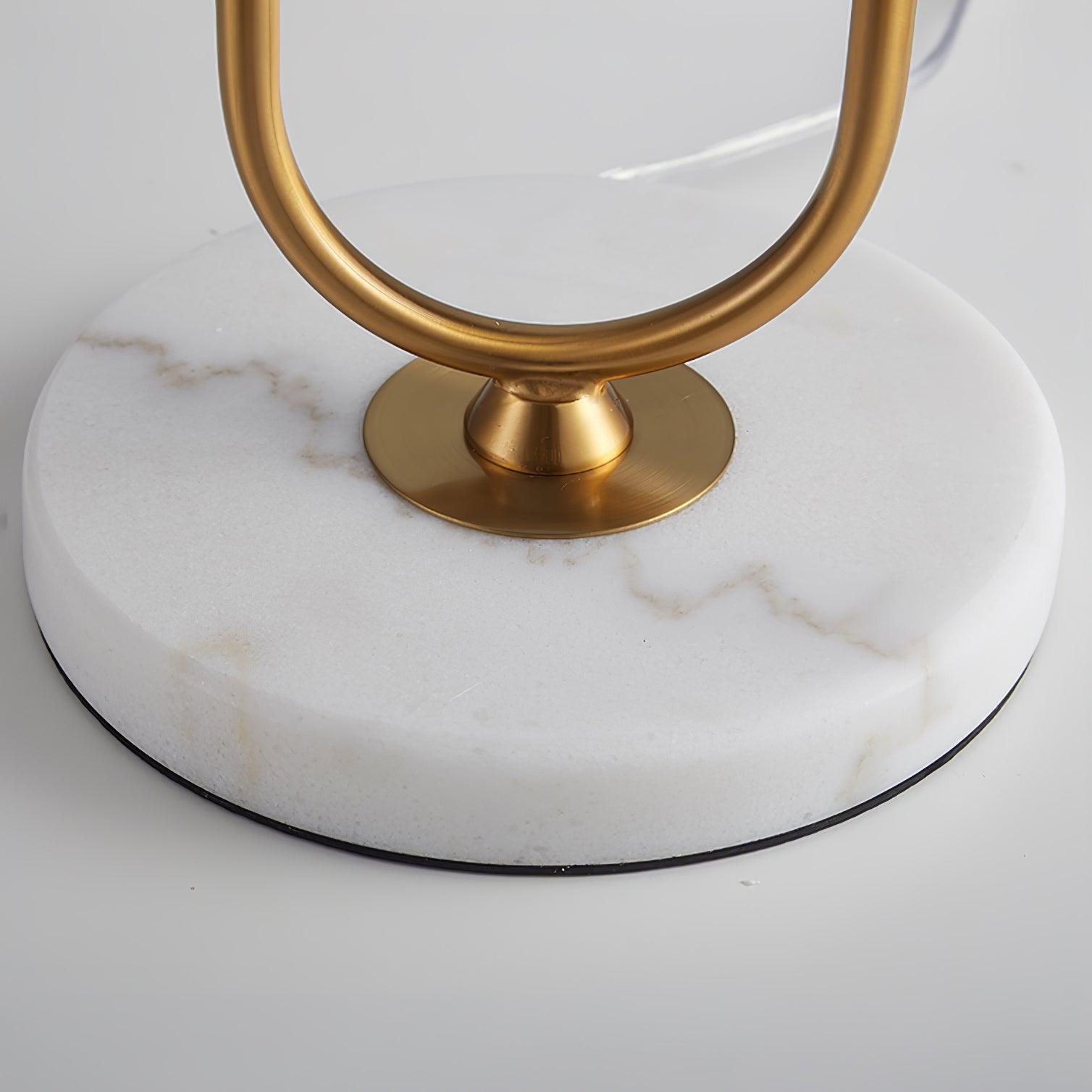 Modern Gold Bedside Table Lamp with White Linen Shade and Elegant Marble Base Design