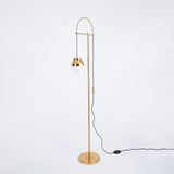 Modern Arc Floor Standing Lamp with Frosted Glass Globe and Brushed Brass Gold Finish