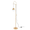Modern Arc Floor Standing Lamp with Frosted Glass Globe and Brushed Brass Gold Finish