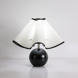 Wavecrest Modern Bedside Table Lamp with Wooden Base and Draped Linen Fabric Shade