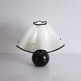 Wavecrest Modern Bedside Table Lamp with Wooden Base and Draped Linen Fabric Shade