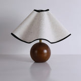 Wavecrest Modern Bedside Table Lamp with Wooden Base and Draped Linen Fabric Shade
