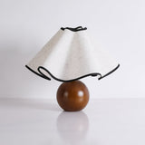 Wavecrest Modern Bedside Table Lamp with Wooden Base and Draped Linen Fabric Shade