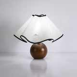 Wavecrest Modern Bedside Table Lamp with Wooden Base and Draped Linen Fabric Shade