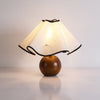 Wavecrest Modern Bedside Table Lamp with Wooden Base and Draped Linen Fabric Shade