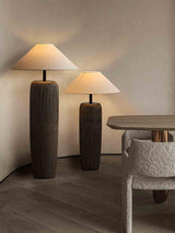 Vintage Weathered Wood Grain Floor Lamp for Reading and Living Room