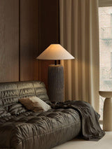 Vintage Weathered Wood Grain Floor Lamp for Reading and Living Room