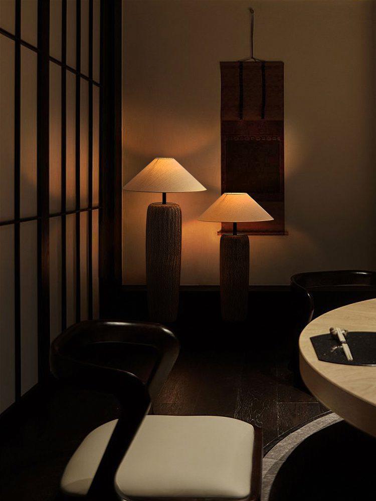 Vintage Weathered Wood Grain Floor Lamp for Reading and Living Room