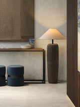 Vintage Weathered Wood Grain Floor Lamp for Reading and Living Room