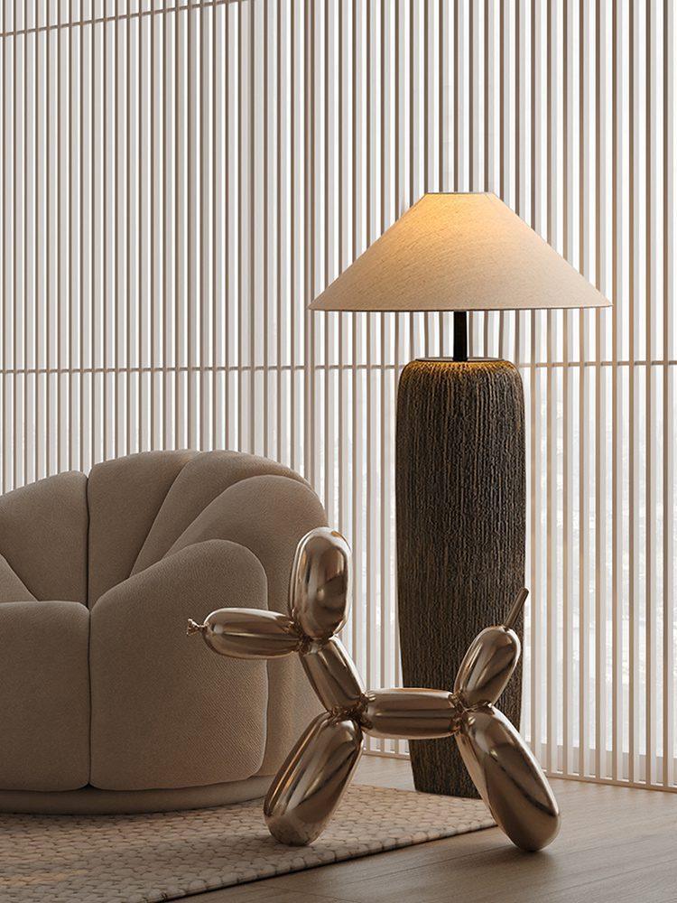 Vintage Weathered Wood Grain Floor Lamp for Reading and Living Room