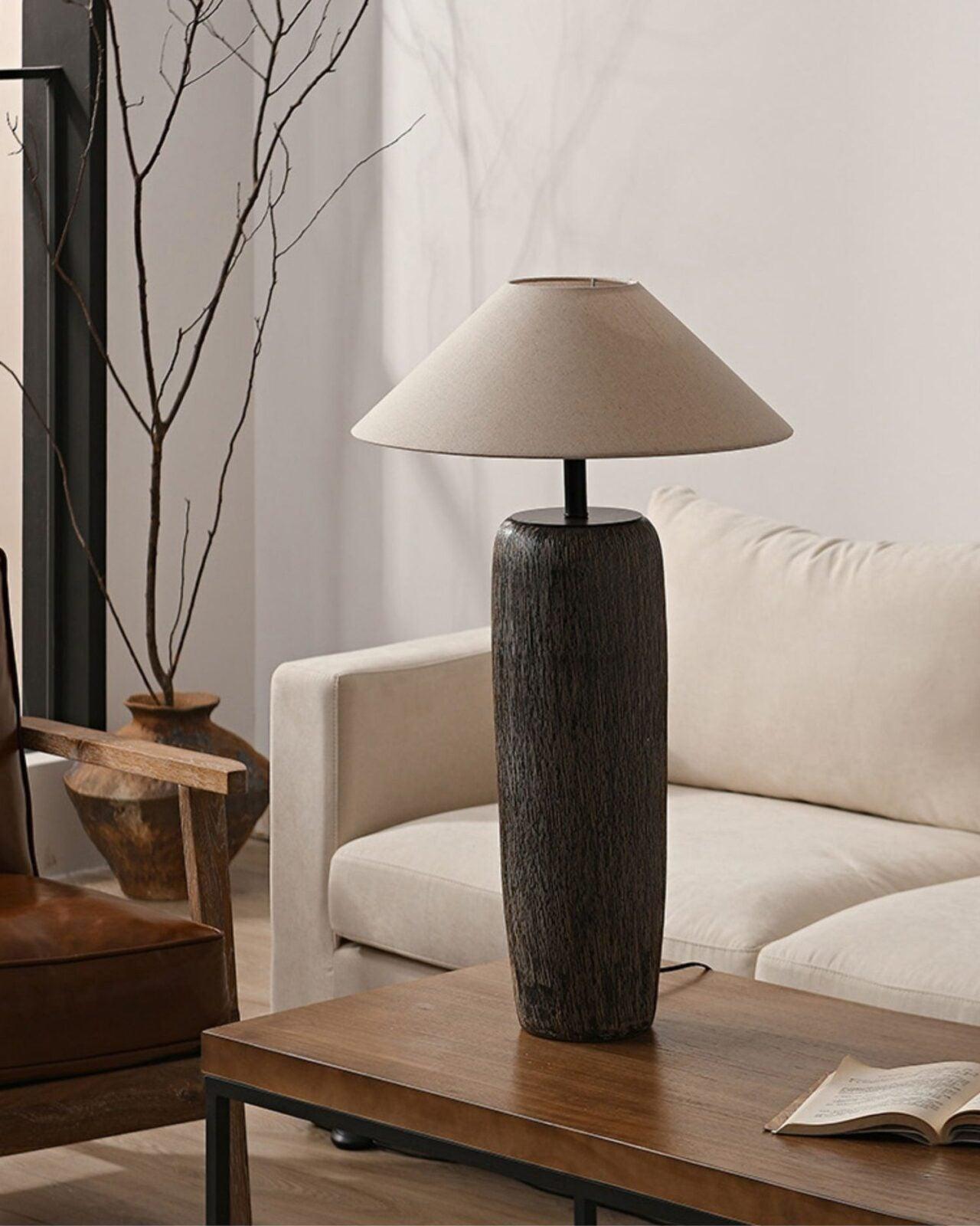 Vintage Weathered Wood Grain Floor Lamp for Reading and Living Room