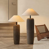 Vintage Weathered Wood Grain Floor Lamp for Reading and Living Room