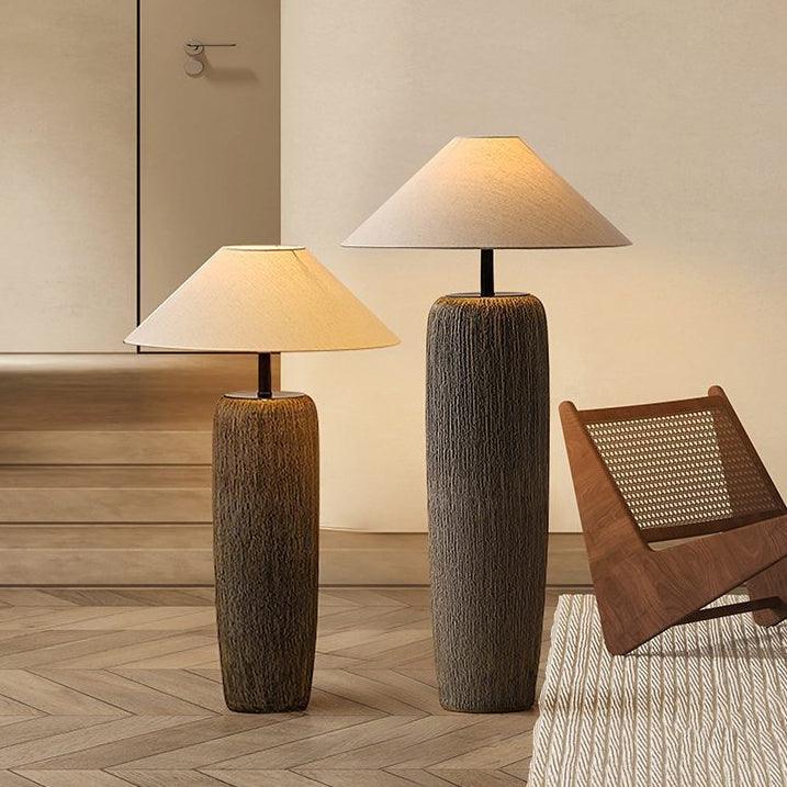 Vintage Weathered Wood Grain Floor Lamp for Reading and Living Room