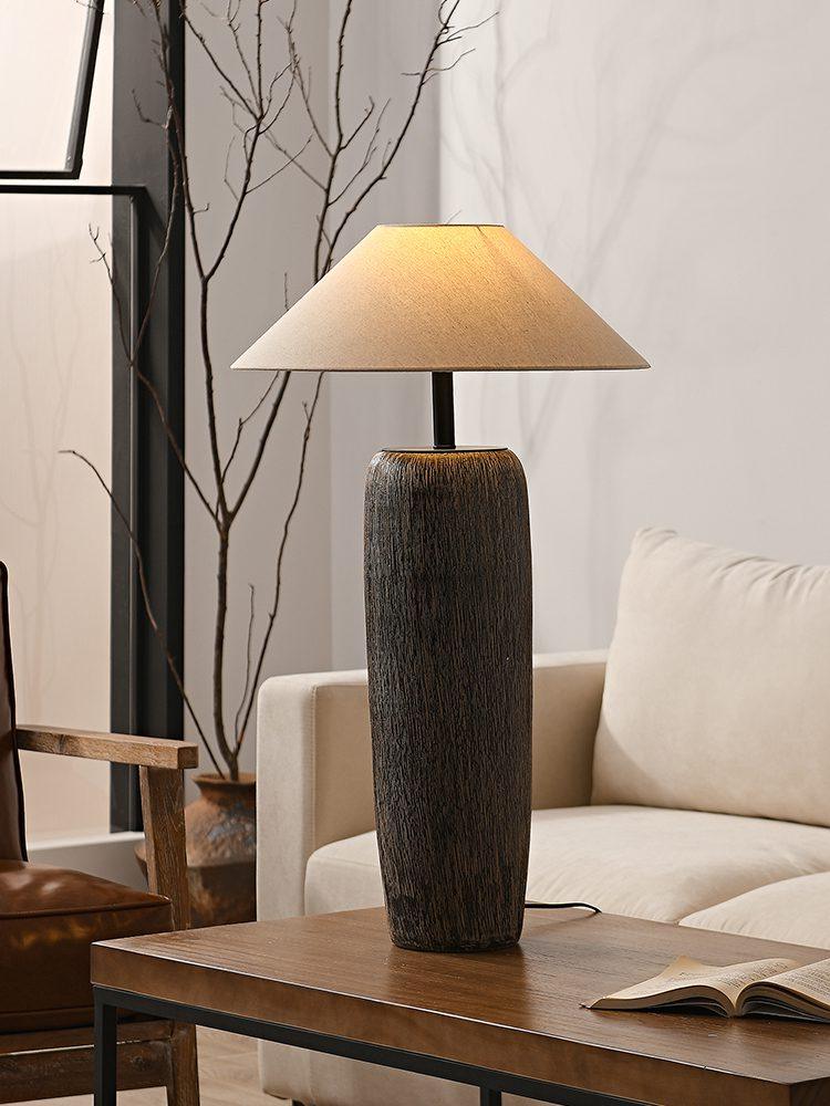 Vintage Weathered Wood Grain Floor Lamp for Reading and Living Room