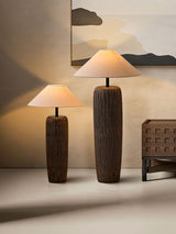 Vintage Weathered Wood Grain Floor Lamp for Reading and Living Room