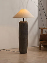 Vintage Weathered Wood Grain Floor Lamp for Reading and Living Room