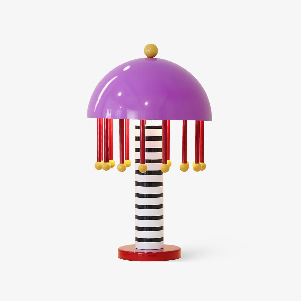 Colorful Mushroom Table Lamp Sculptural Purple Metal Desk Light for Modern Decor