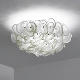White Hydrangea Floral Petal Semi Flush Mount Ceiling Lamp for Bedroom and Living Room
