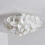 White Hydrangea Floral Petal Semi Flush Mount Ceiling Lamp for Bedroom and Living Room