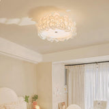 White Hydrangea Floral Petal Semi Flush Mount Ceiling Lamp for Bedroom and Living Room