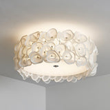 White Hydrangea Floral Petal Semi Flush Mount Ceiling Lamp for Bedroom and Living Room