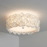 White Hydrangea Floral Petal Semi Flush Mount Ceiling Lamp for Bedroom and Living Room