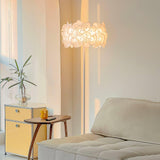 Modern White Hydrangea Floral Torchiere Floor Lamp with Marble Base