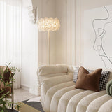 Modern White Hydrangea Floral Torchiere Floor Lamp with Marble Base