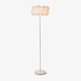Modern White Hydrangea Floral Torchiere Floor Lamp with Marble Base