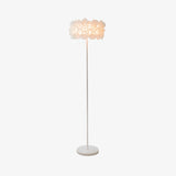 Modern White Hydrangea Floral Torchiere Floor Lamp with Marble Base