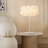 Modern White Hydrangea Table Lamp with Artistic Floral Petal Design and Marble Base
