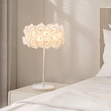 Modern White Hydrangea Table Lamp with Artistic Floral Petal Design and Marble Base